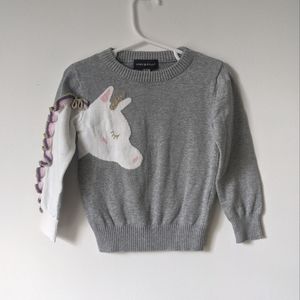 Andy & Evan Girls Unicorn Sweater Gray Size 2T